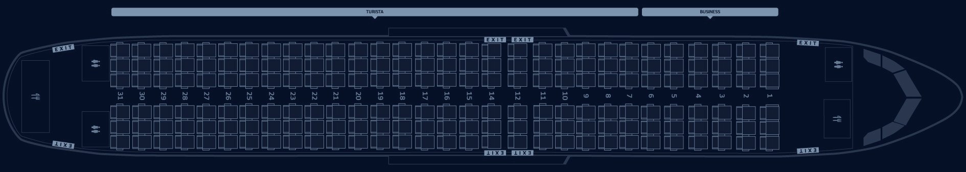 Plano de cabina del Airbus A320